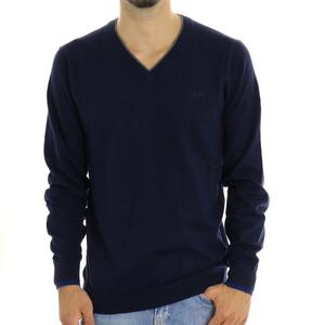 MAGLIA V NECK DOUBLE RIB NAVY